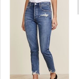Agolde Jamie highrise distressed straight leg jean